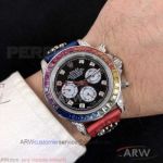 Perfect Replica Rolex Daytona Multicolor Diamond Bezel Black Dial 43mm Watch 